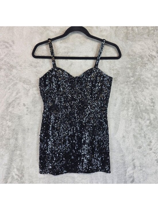 Unknown Dresses & Skirts - Dress Womens S Black Sequin Sweetheart Strappy Bodycon Mini Party Cocktail